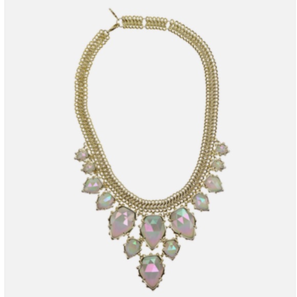 Vintage Kendra Scott Elegant Gretchen Statement Necklace Gold Iridescent Slate - Picture 5 of 17